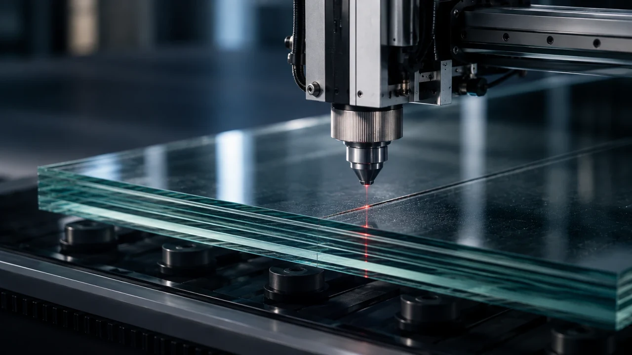 Laser processing of the polymer interlayer in laminated safety glass.