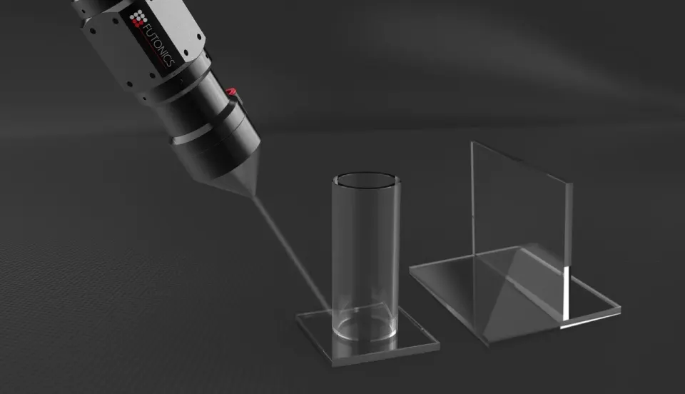 Illustration of different polymer joining geometries beneath a laser processing head.